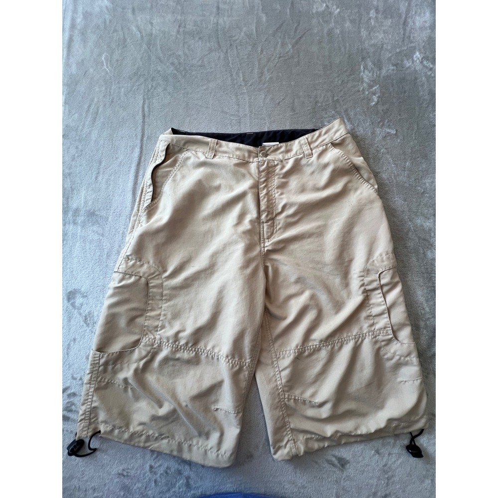 Fox Racing Cargo Shorts Mens 34 Tan Embroidered Logo Y2K Baggy Moto Skate